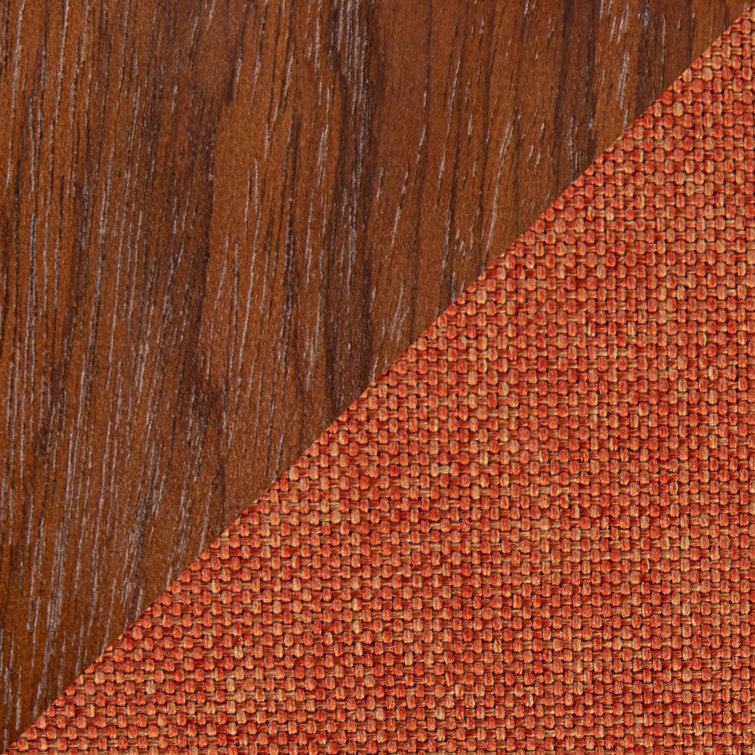 Mid-Century Walnut and Orange Swivel Counter Stools, Set of 2