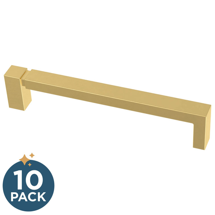 Brushed Brass Asymmetric Notched Bar Pull Set