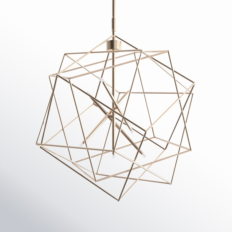 Stacia French Gold LED Geometric Island Pendant, 21"x69"