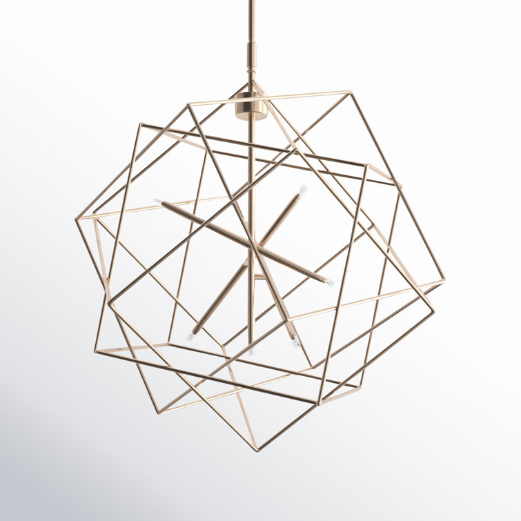 Stacia French Gold LED Geometric Island Pendant, 21"x69"