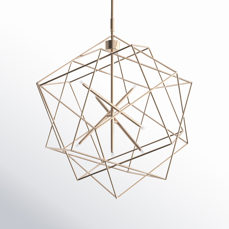 Stacia French Gold LED Geometric Island Pendant, 21"x69"