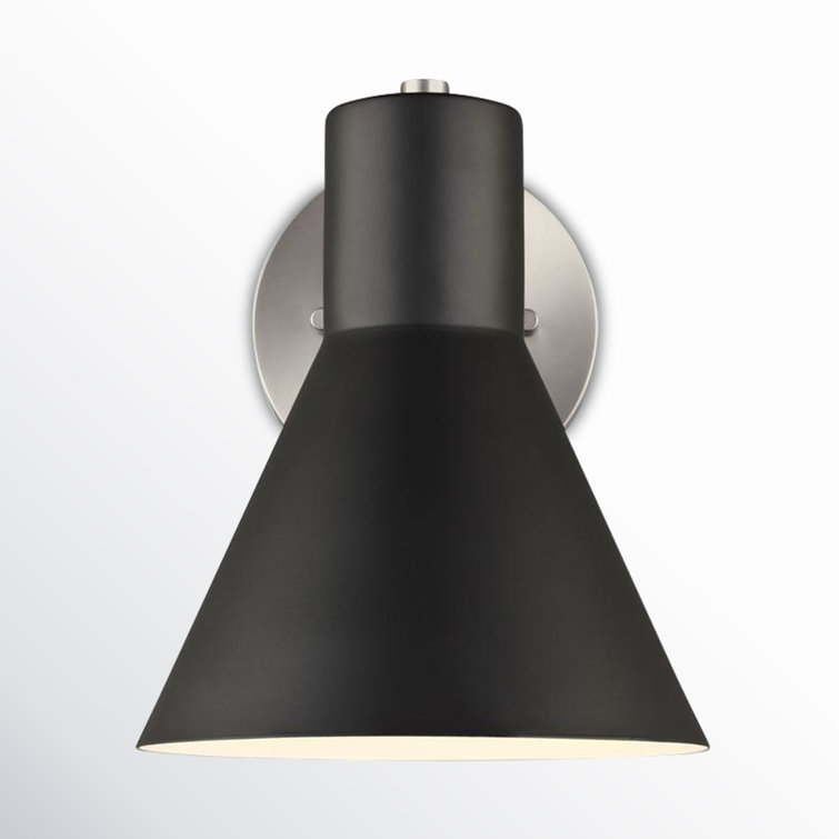 Black Steel Single Light Dimmable Cone Sconce