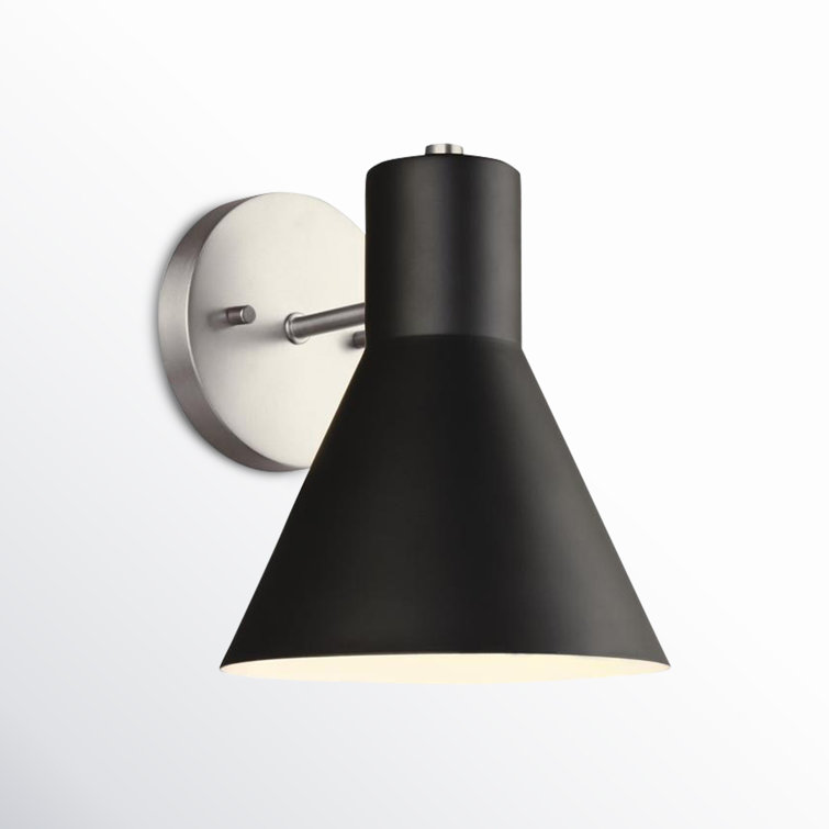 Black Steel Single Light Dimmable Cone Sconce