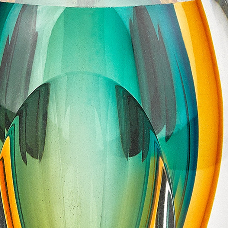 Amber and Green Art Glass Decorative Vase