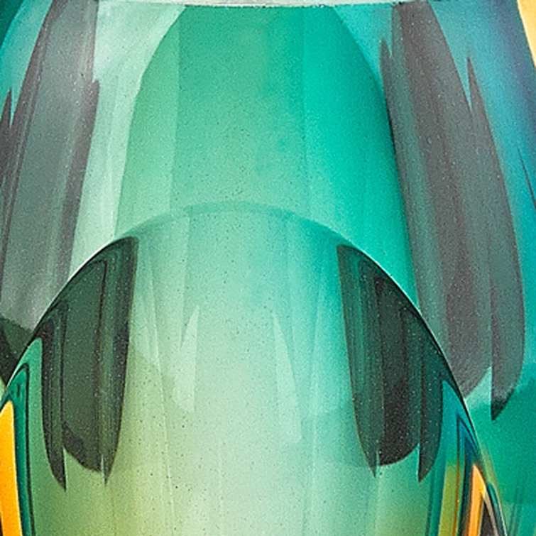 Amber and Green Art Glass Decorative Vase