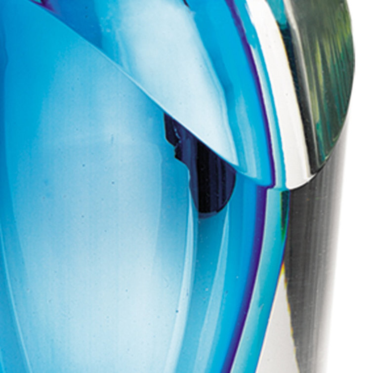 Azure Blue and Clear Murano-Style Glass Bud Vase