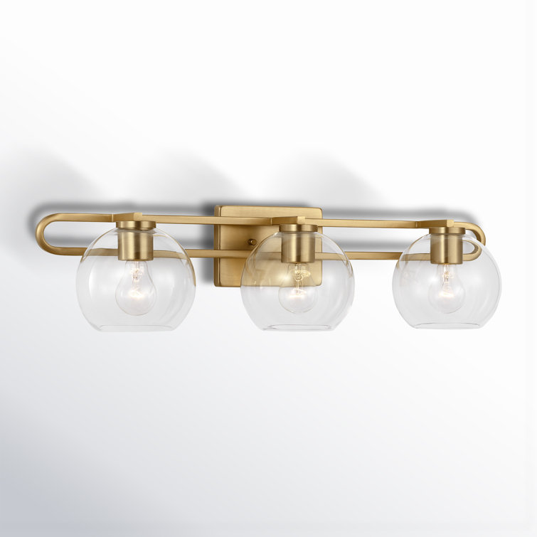 Eveline Satin Brass 3-Light Dimmable Vanity Light with Clear Glass Shades