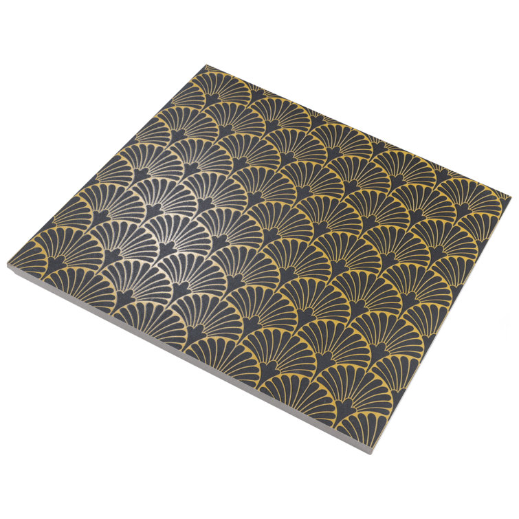 Manhattan Noir 12" x 12" Gold Motif Matte Porcelain Tile