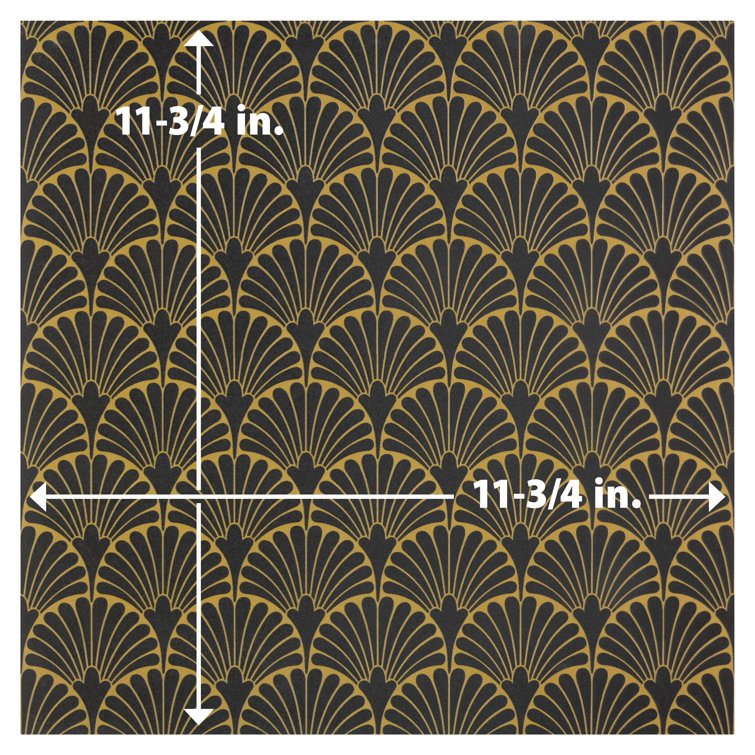 Manhattan Noir 12" x 12" Gold Motif Matte Porcelain Tile