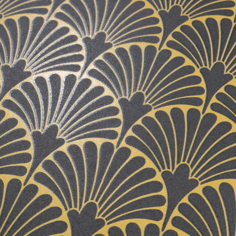 Manhattan Noir 12" x 12" Gold Motif Matte Porcelain Tile