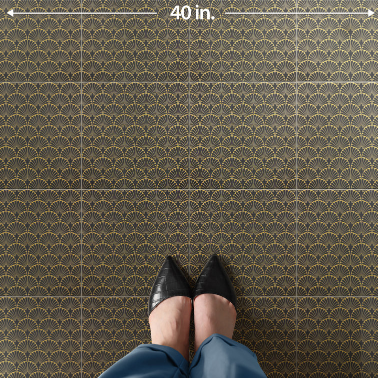 Manhattan Noir 12" x 12" Gold Motif Matte Porcelain Tile