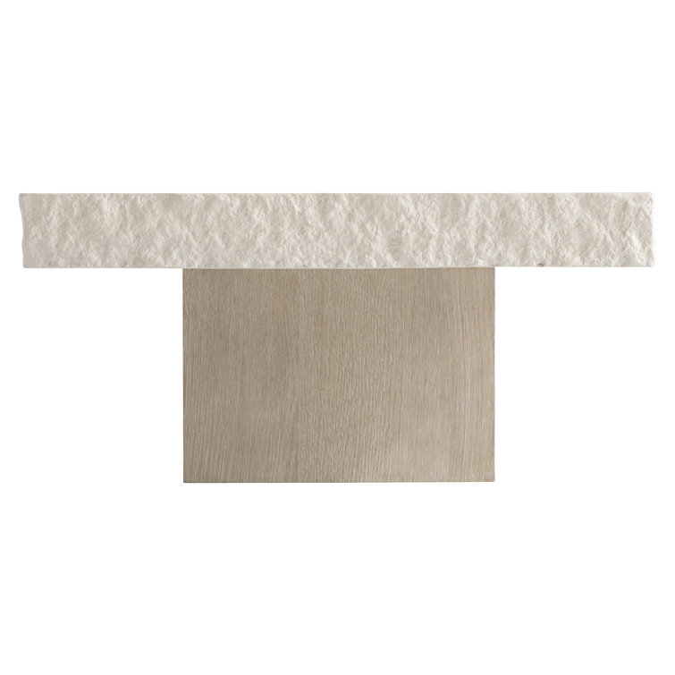 Vintage Cream Concrete and Oak Rectangular Cocktail Table