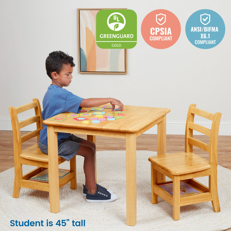 Natural Rubberwood Ladderback Kids Chairs with Storage, 2-Pack
