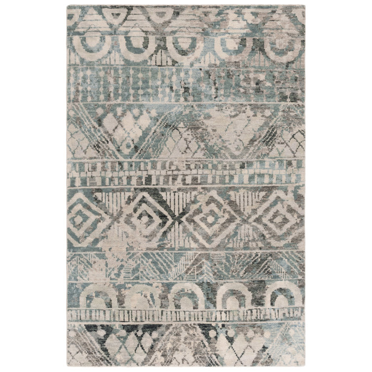 Gray Hand-Knotted Wool Rectangular 6' x 9' Rug
