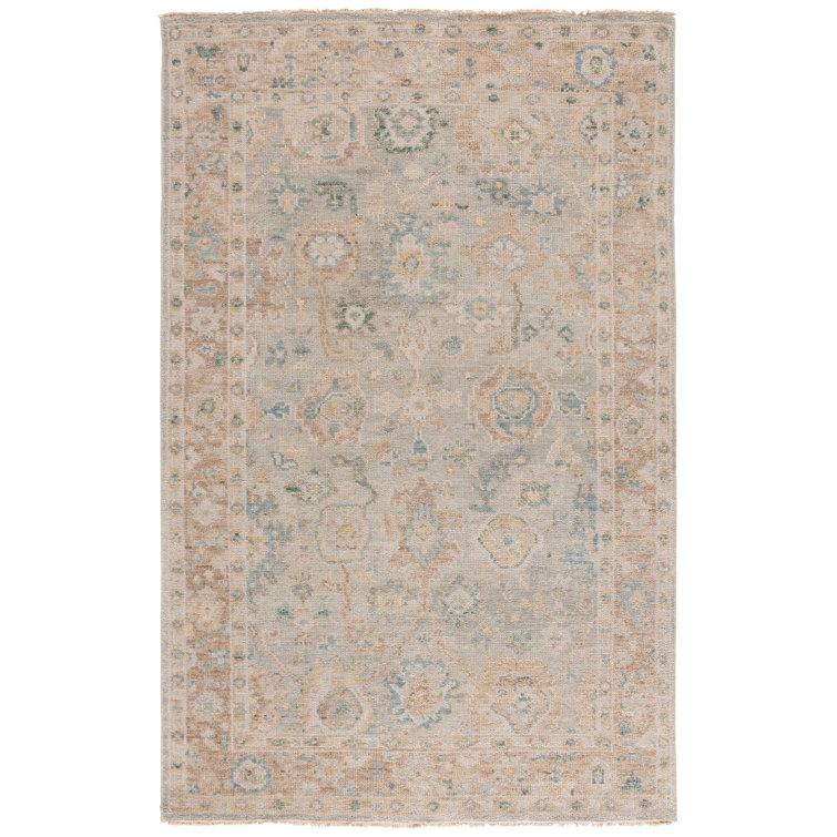 Gray and Beige Hand-Knotted Wool 6' x 9' Rug