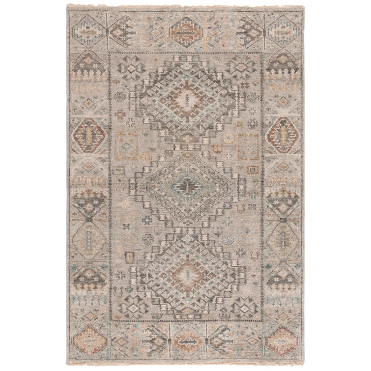 Gray and Ivory Hand-Knotted Wool 6' x 9' Area Rug