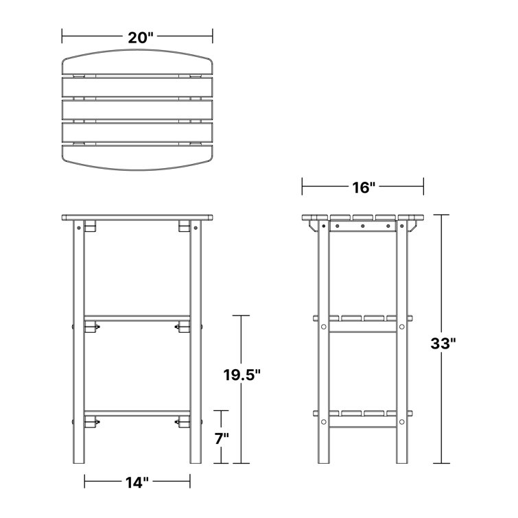 Light Gray Poly Lumber 3-Shelf Side Table