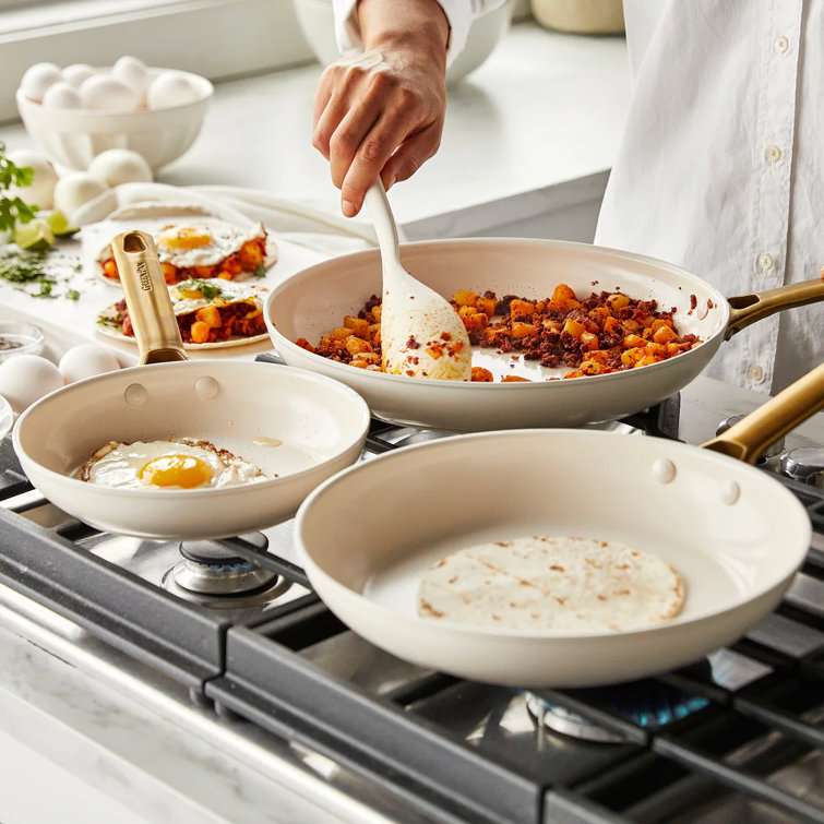 Cream and Gold 10-Piece Ceramic Nonstick Cookware Set