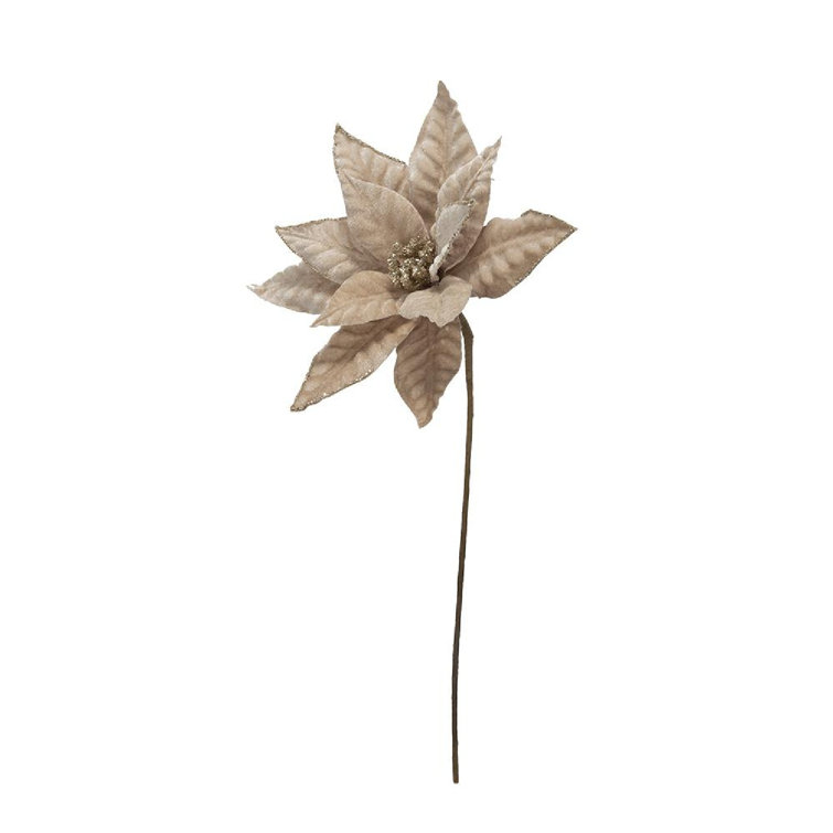 Champagne Polyester Poinsettia Stems Set of 12