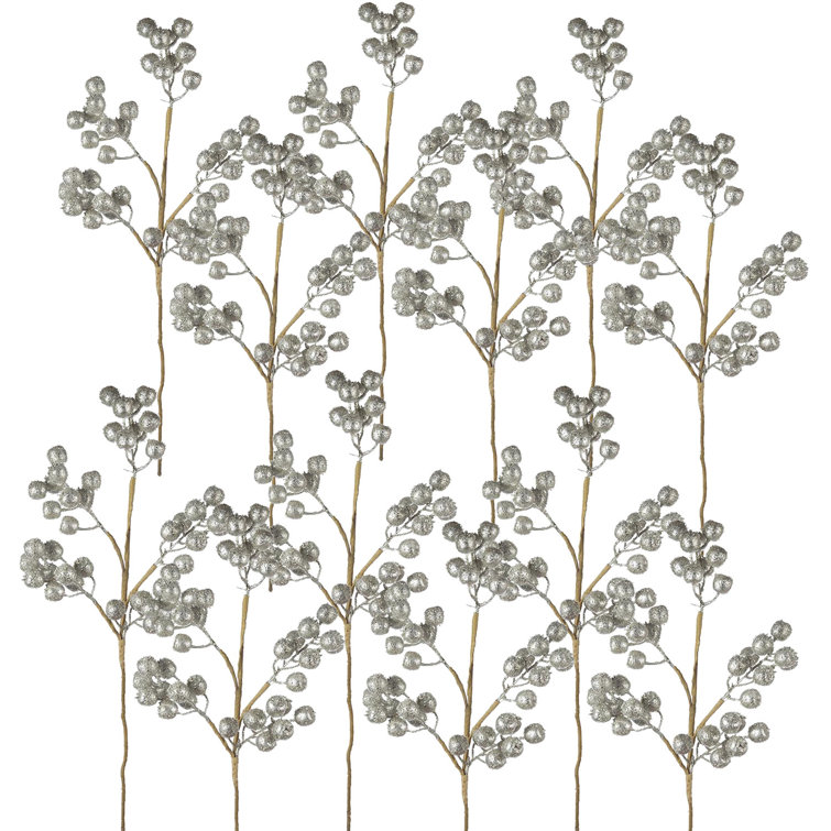 24" Silver Berry Sprays Set of 12
