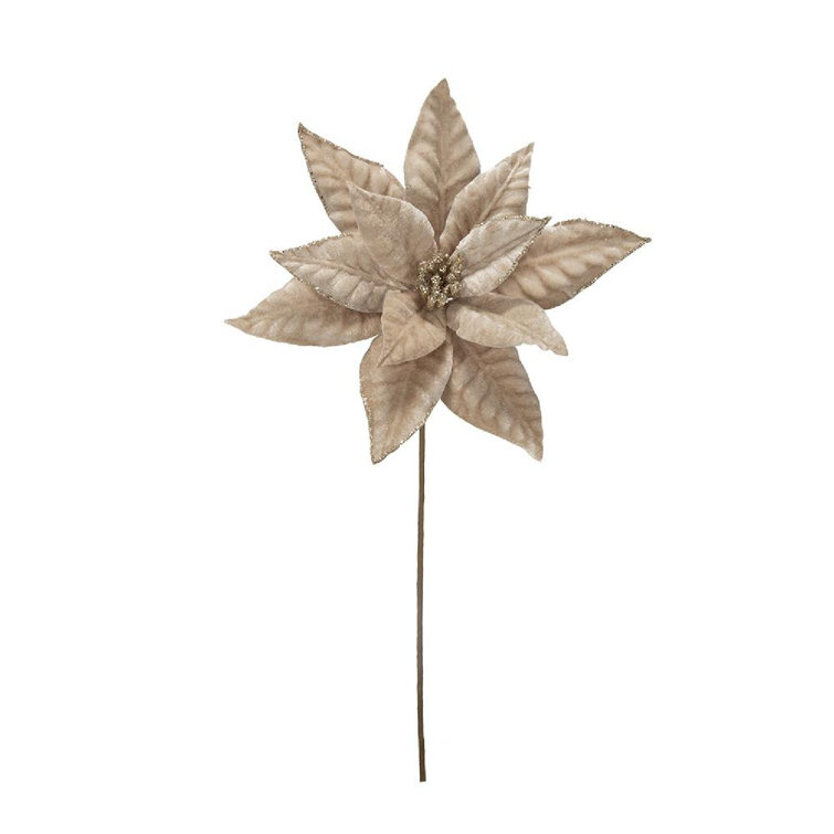 Champagne Polyester Poinsettia Stems Set of 12
