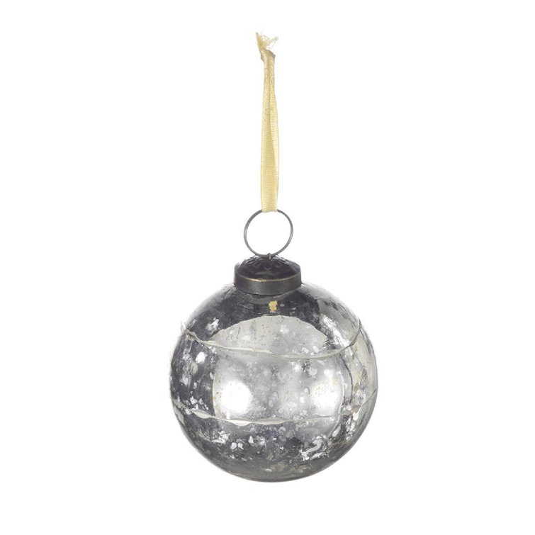 Set of 12 Silver Etched Glass Ball Ornaments