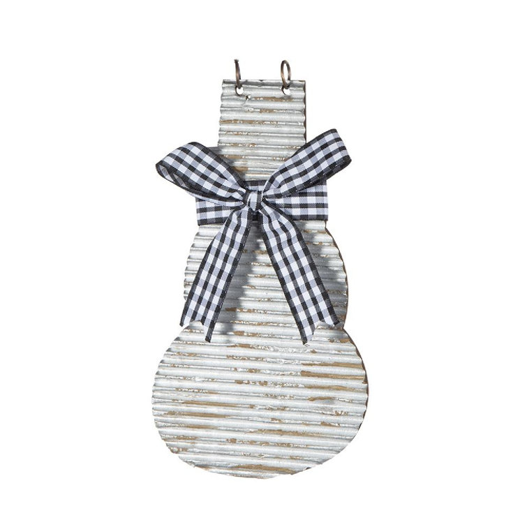 Set of 12 Distressed Gray and White Wooden Snowman Ornaments