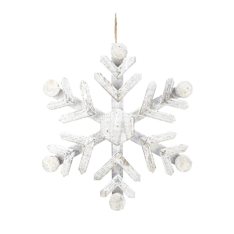 White Fir Wood Snowflake Ornaments Set of 6