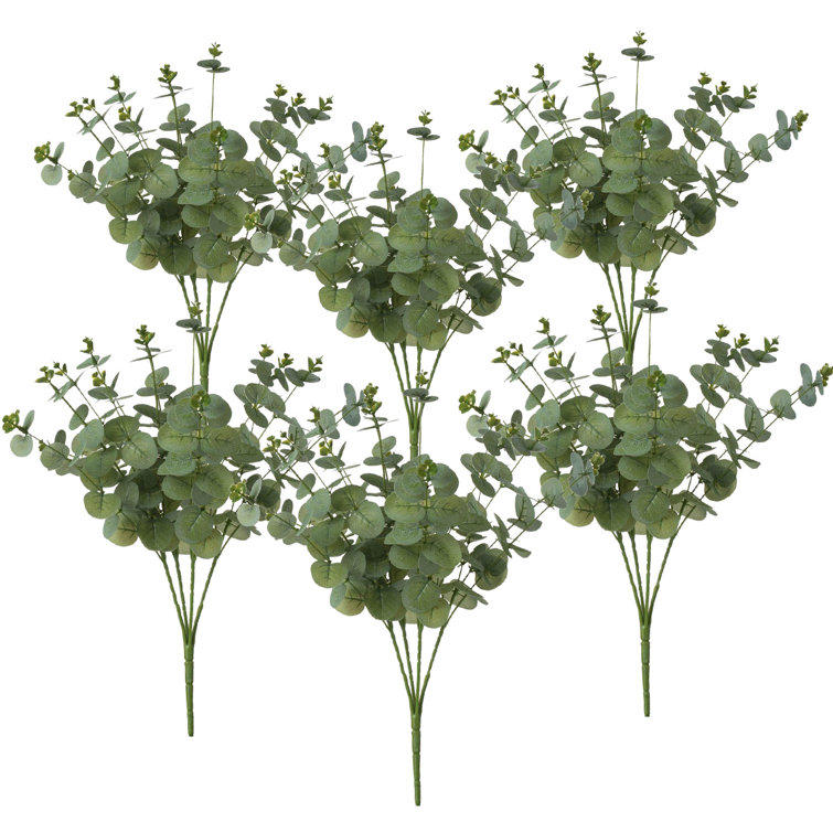 Set of 6 Faux Eucalyptus Greenery Stems