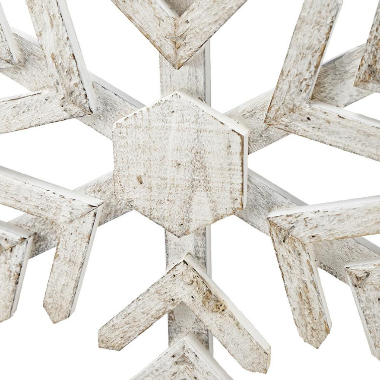 White Fir Wood Snowflake Ornaments Set of 6