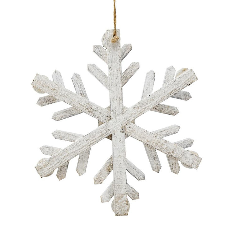 White Fir Wood Snowflake Ornaments Set of 6