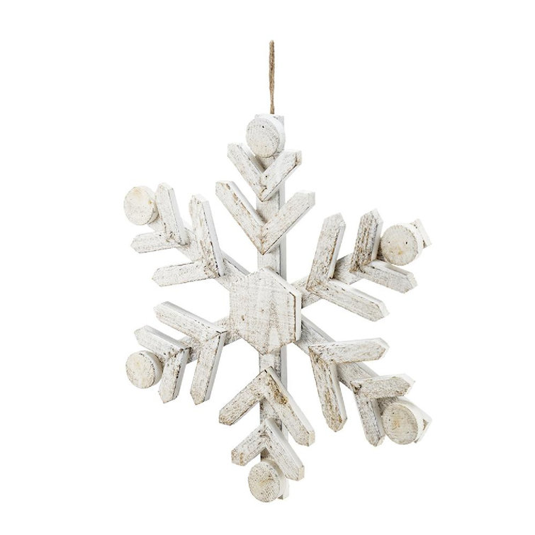 White Fir Wood Snowflake Ornaments Set of 6