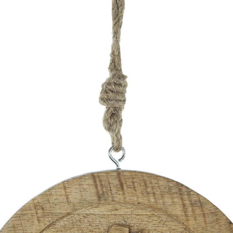Set of 12 Brown Mango Wood Snowflake Hanging Ornaments