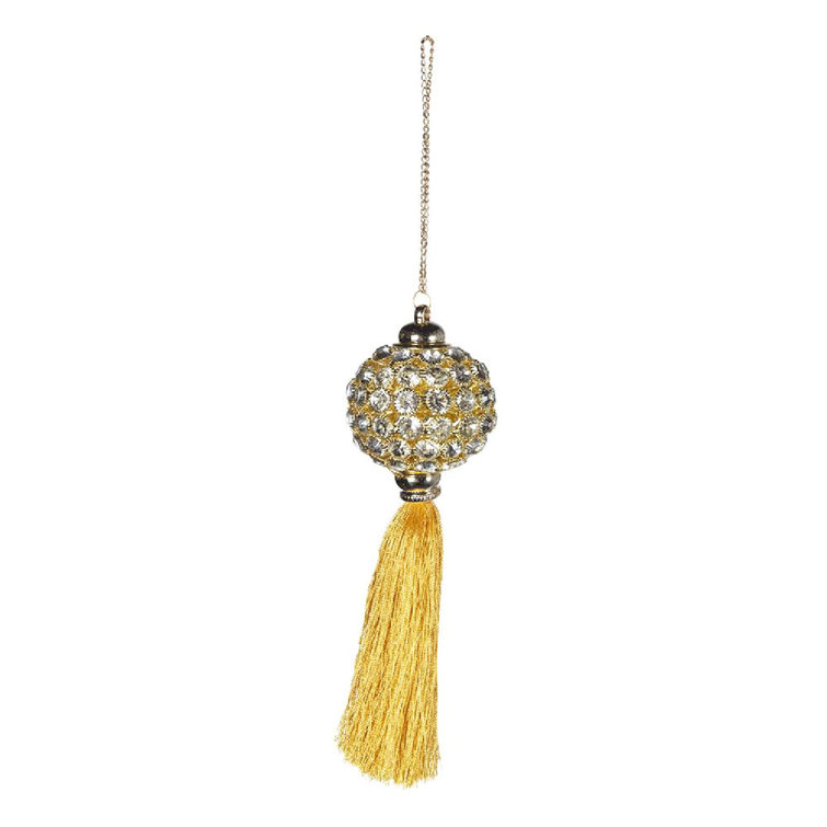 Set of 6 Orange and Brown Hanging Polyester Ornaments