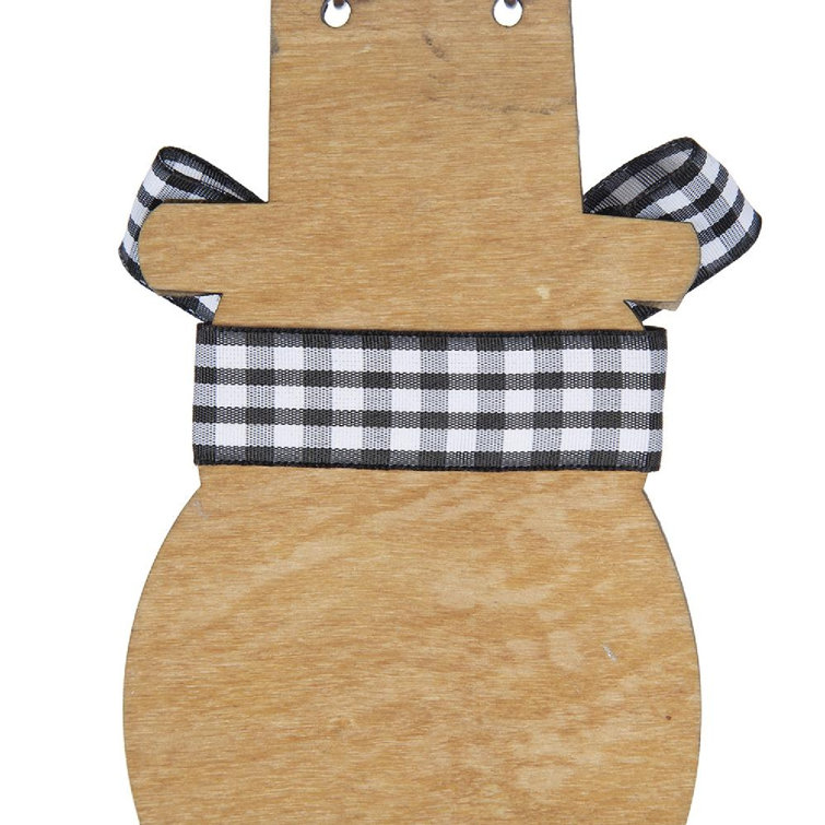 Set of 12 Distressed Gray and White Wooden Snowman Ornaments