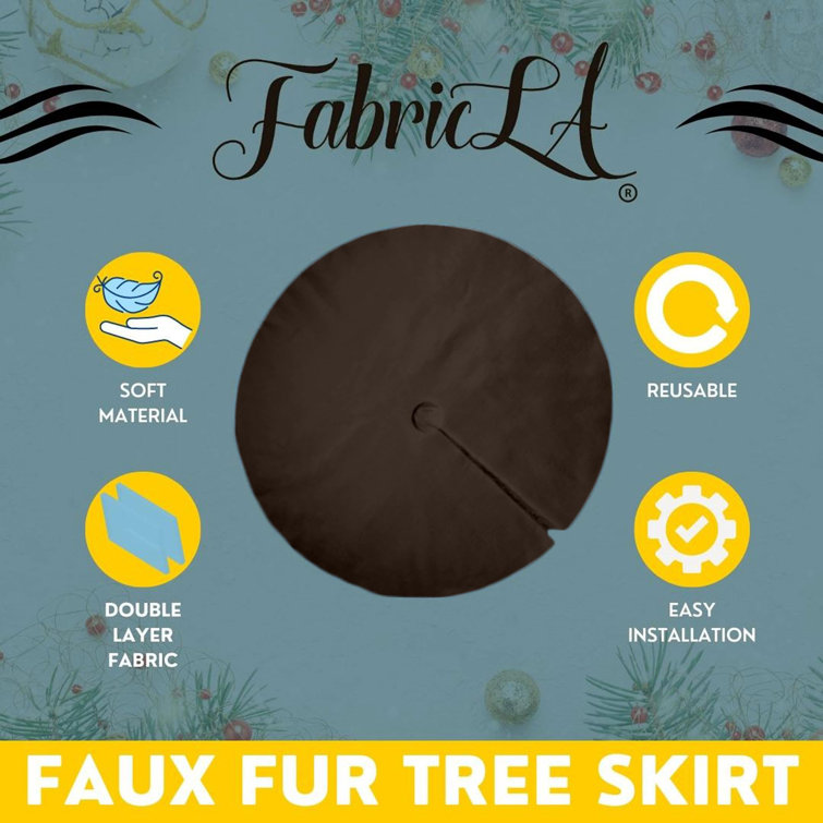 Luxurious Chocolate Brown Faux Fur Christmas Tree Skirt, 60" Diameter