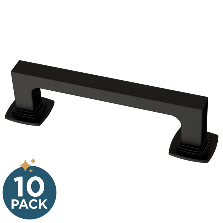 Matte Black Brass Bar Pulls with Mounting Hardware, Set of 10
