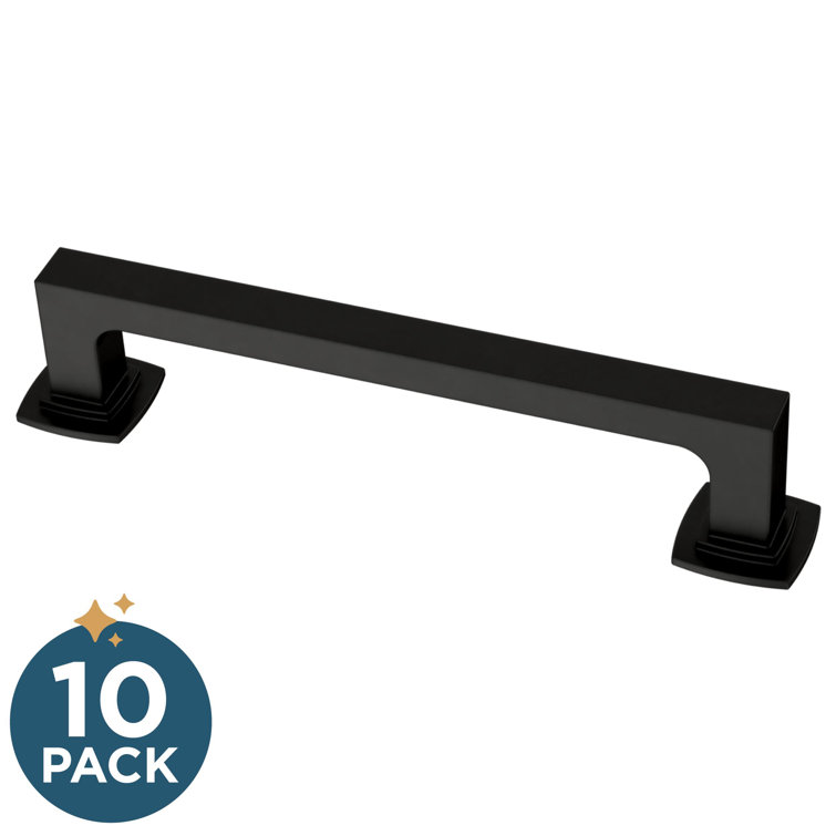 Matte Black Brass Bar Pulls with Mounting Hardware, Set of 10