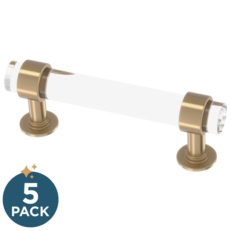 Champagne Bronze and Clear Acrylic Bar Cabinet Pulls Set