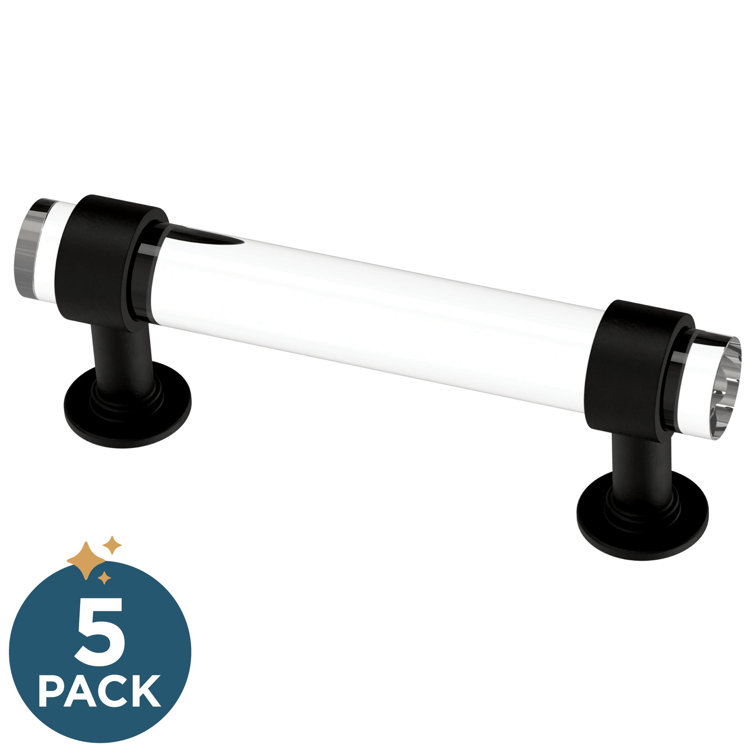 Matte Black and Clear Acrylic Bar Cabinet Pulls with Mounting Hardware