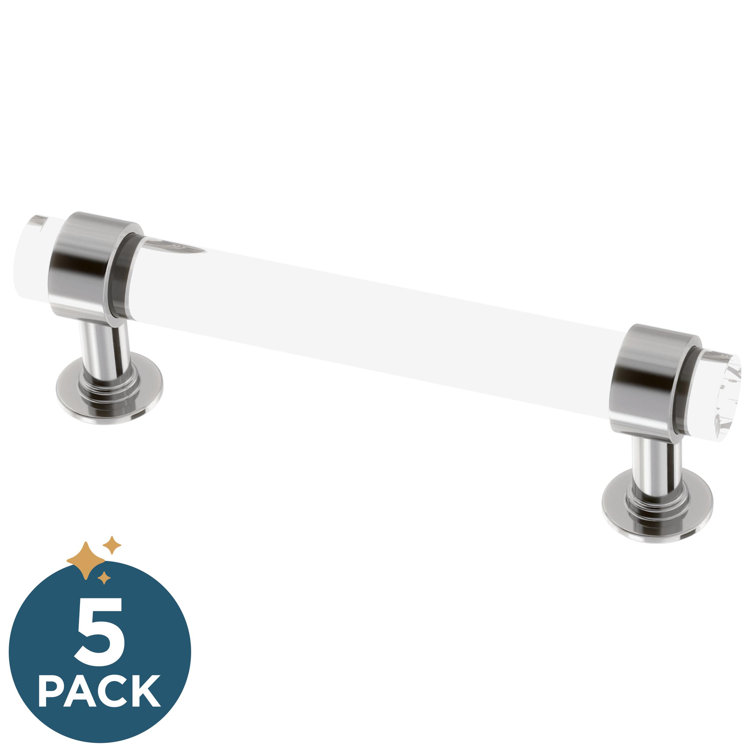 Chrome and Clear Acrylic Bar Cabinet Pulls Set of 5
