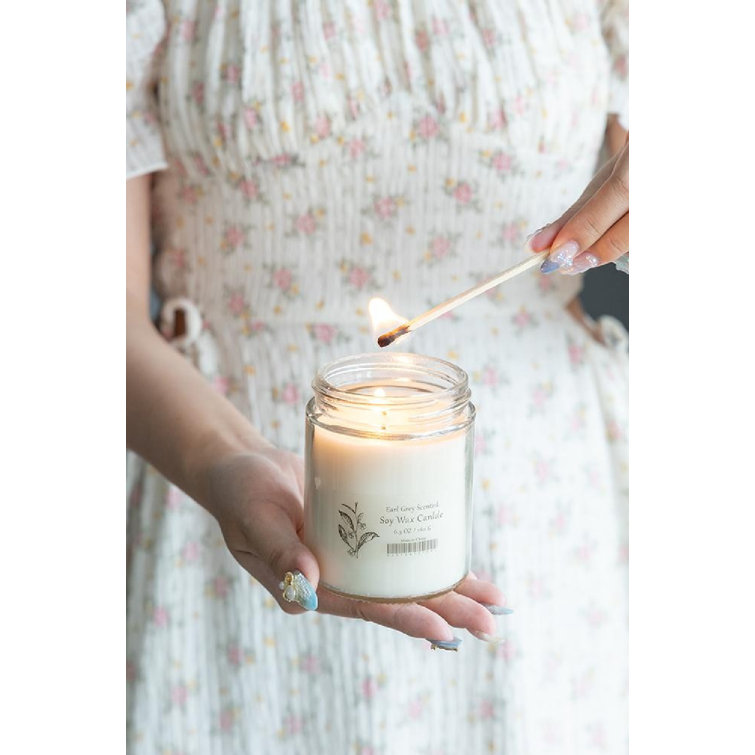 Earl Grey Scented Soy Wax Candle in Glass Jar