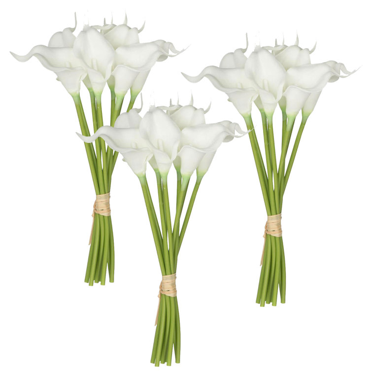13" White Faux Calla Lily Outdoor Tabletop Set