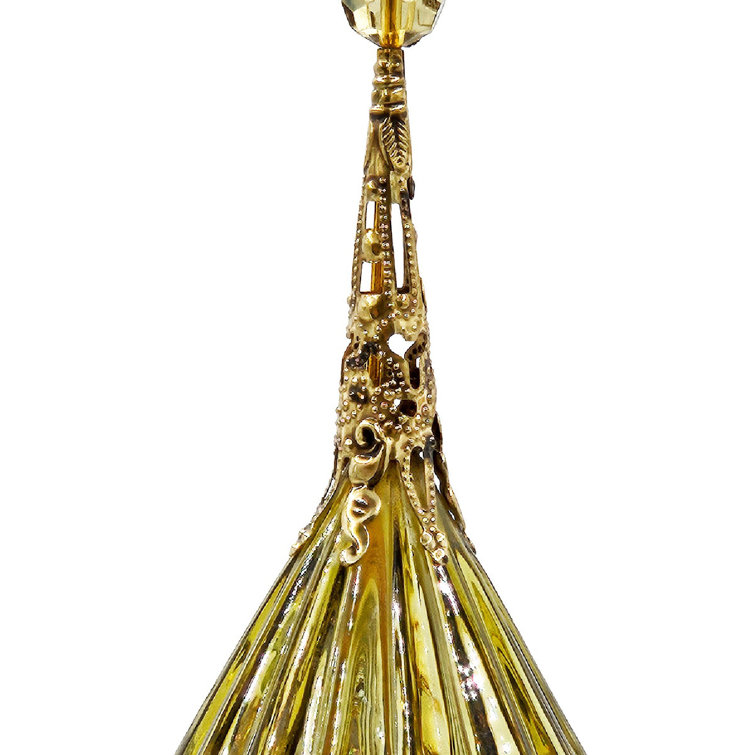 8.7" Bronze and Ivory Acrylic Teardrop Tassel Ornaments - Set of 12