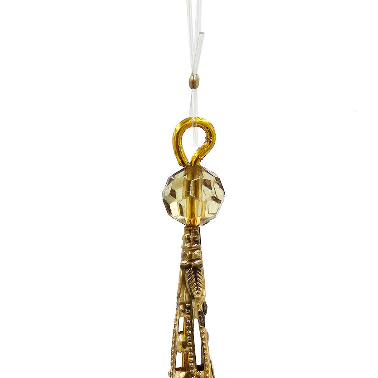 8.7" Bronze and Ivory Acrylic Teardrop Tassel Ornaments - Set of 12