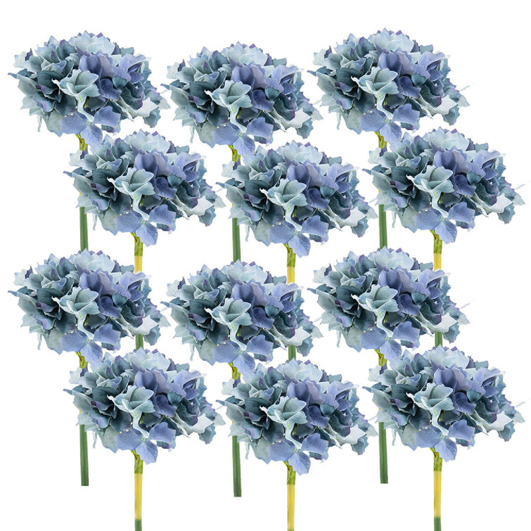 14'' Multi Blue Faux Hydrangea Set for Tabletop Decor