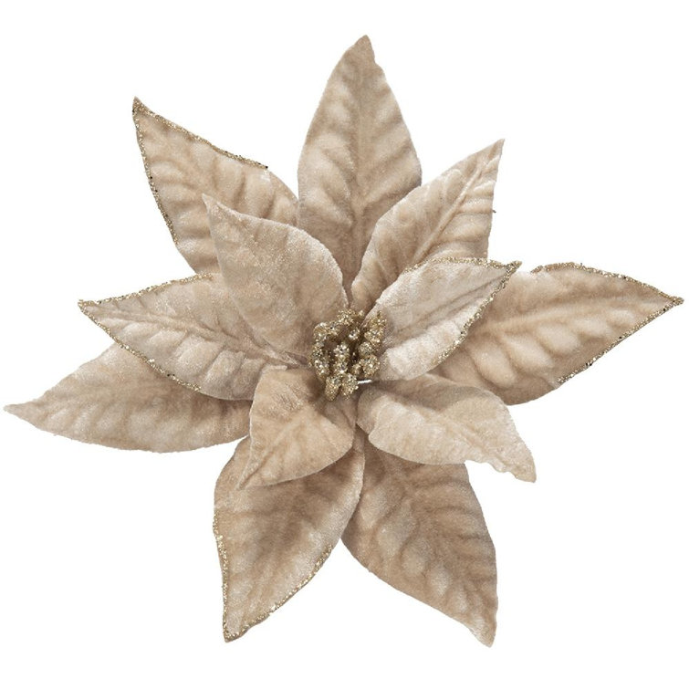 Champagne Polyester Poinsettia Stems Set of 12