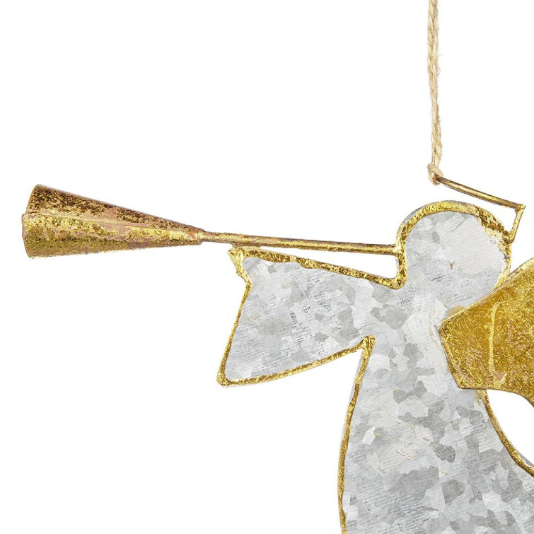 Set of 6 Silver and Gold Metal Angel Hanging Ornaments