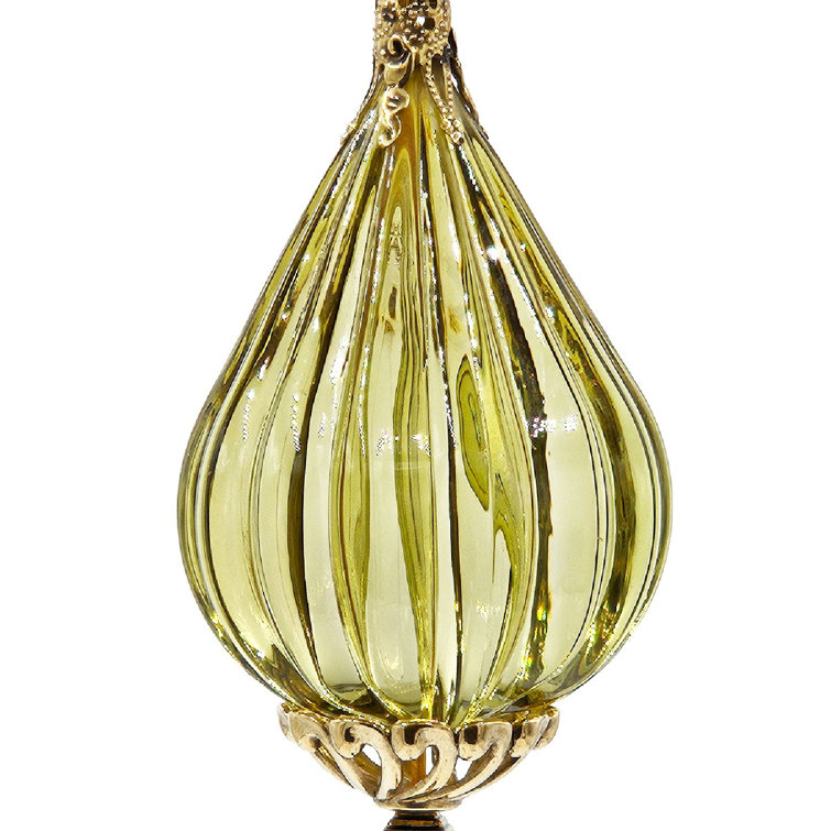 8.7" Bronze and Ivory Acrylic Teardrop Tassel Ornaments - Set of 12