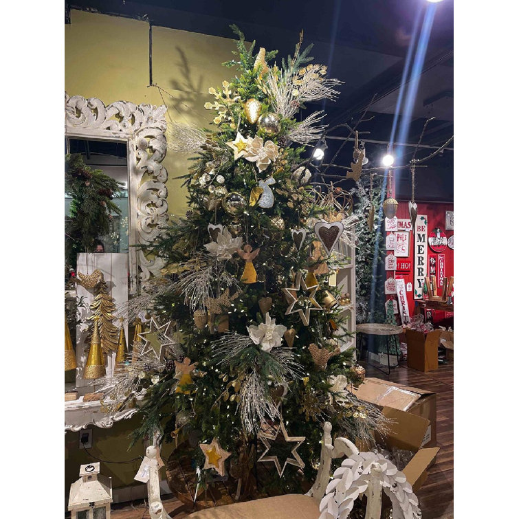 Set of 12 Distressed Gold Iron Snowflake Hanging Ornaments
